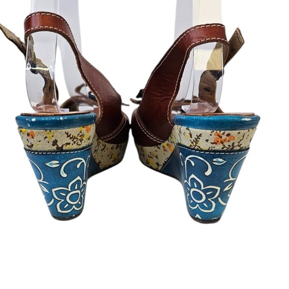 Spring Step L'artiste Womens Leather Floral Detailed Wedges, Sling Back, 40/US 9 - Picture 8 of 11